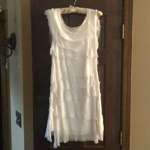 Beautiful white silk tiered dress.